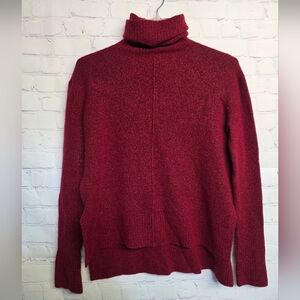 Athleta Burgundy Merino Wool Blend Turtleneck Sweater
